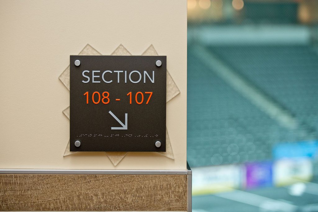 interior sign for arena seating