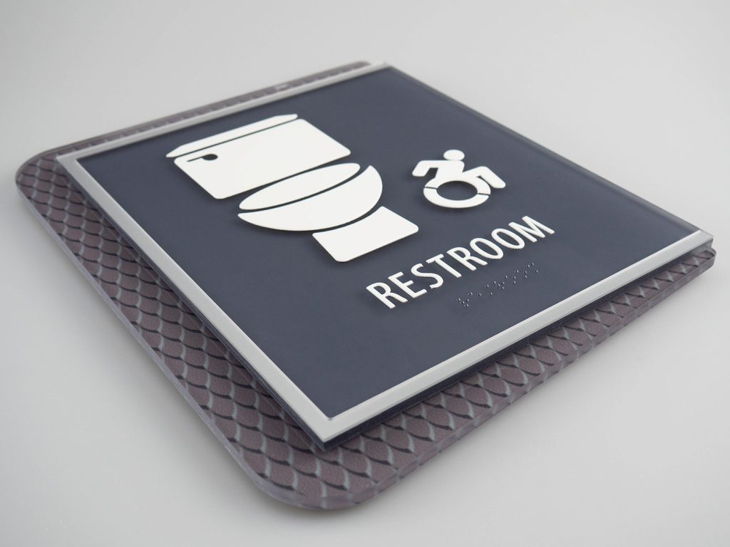 custom interior signage for washroom