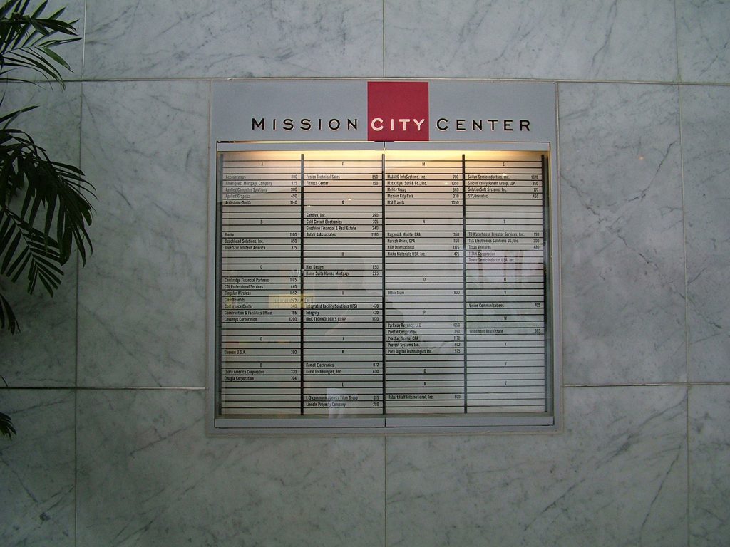 Slatz vinyl lobby directory sign